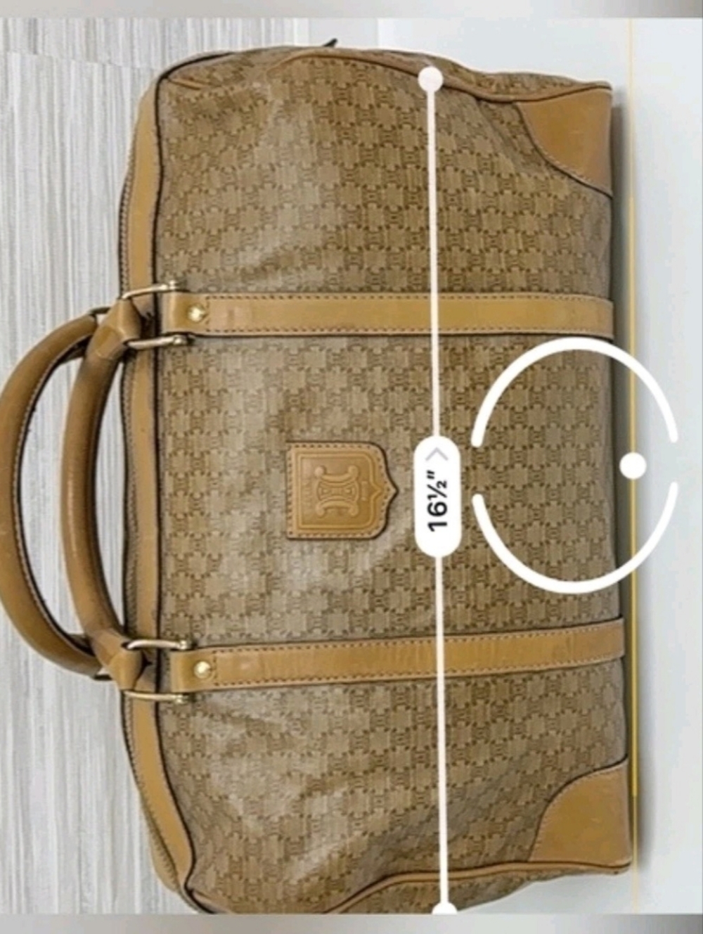 Celine Macadam Brown Unisex Leather Boston / Travel Bag - Picture 14 of 15